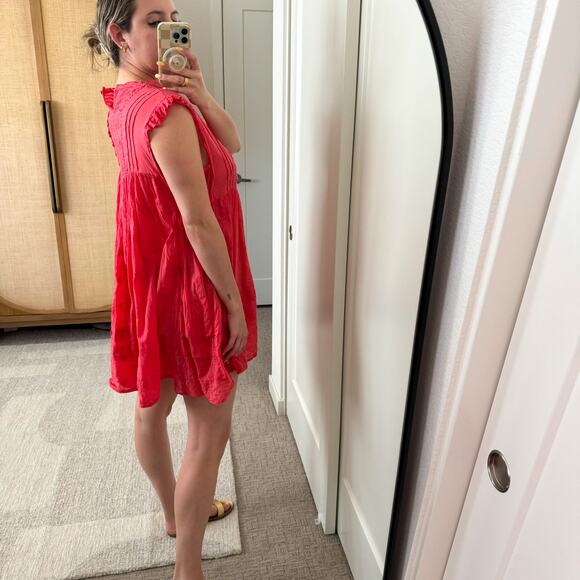 Free People Nobody Like You Embroidered Coral Mini Dress - Picture 11 of 13